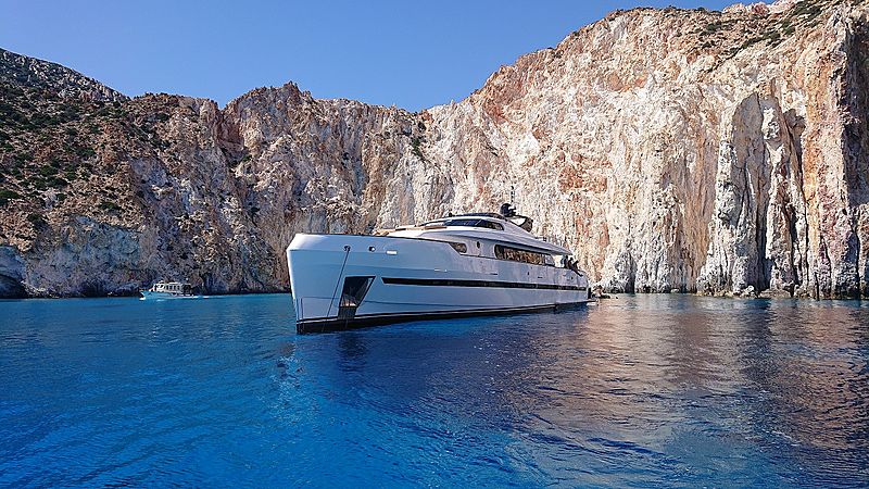 Project Steel yacht anchored