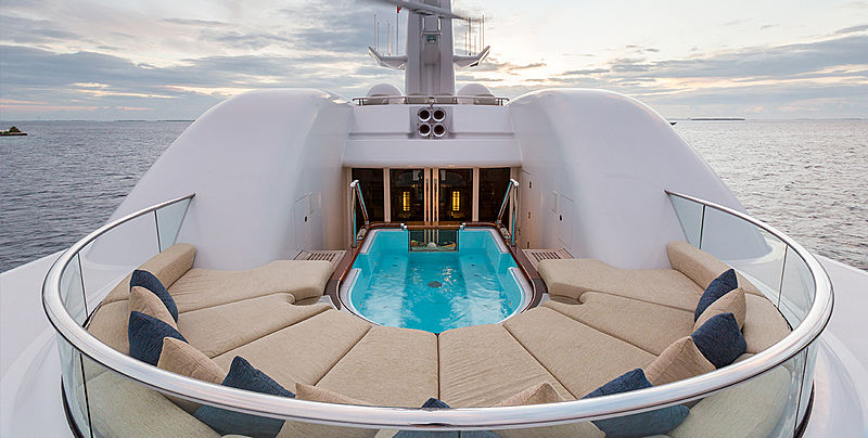 Wheels yacht sundeck and jacuzzi