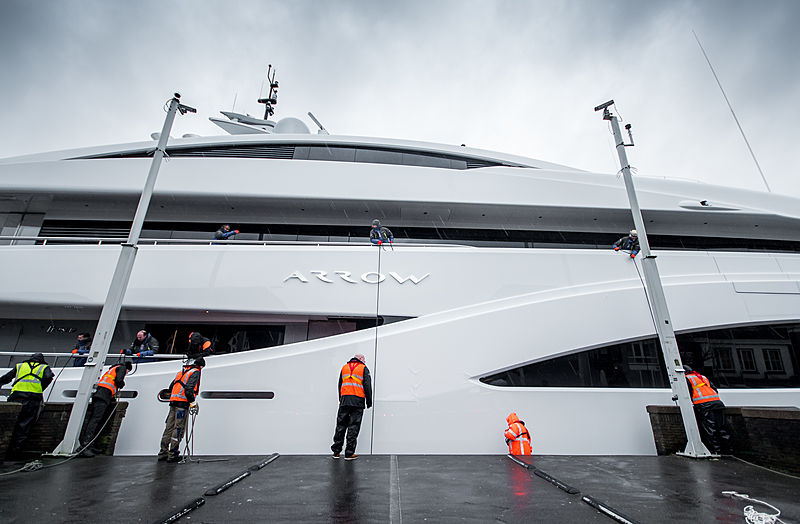 Arrow yacht by Feadship under transport