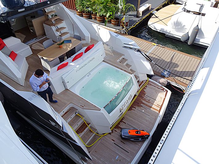 Adonis yacht at the 2019 Palm Beach International Boat Show