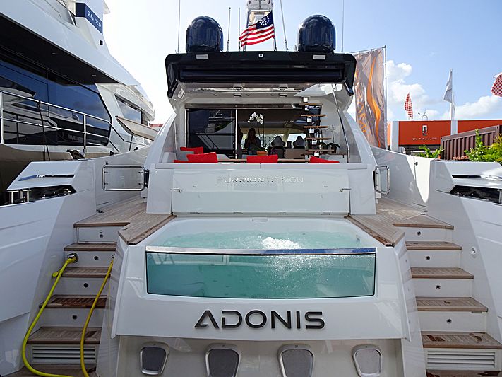 Adonis yacht at the 2019 Palm Beach International Boat Show