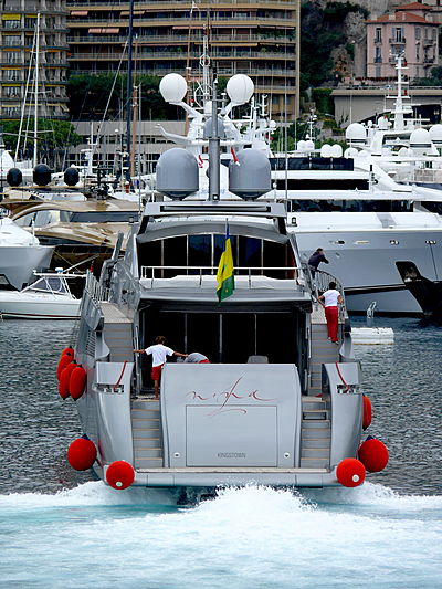 Nina J yacht arriving in Monaco