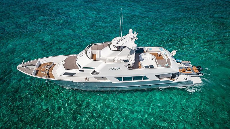 Rogue yacht at anchor