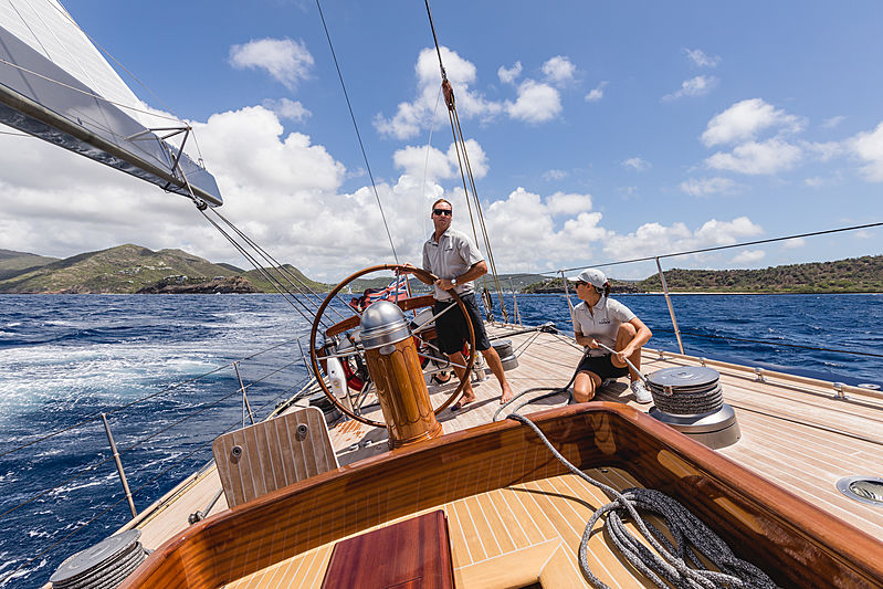 Rainbow yacht cockpit