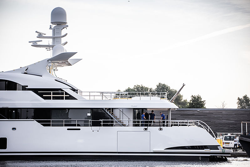 Feadship 706 yacht launch in Aalsmeer