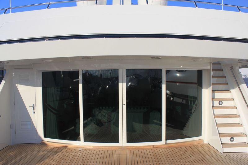 Exterior sliding doors on board Explora