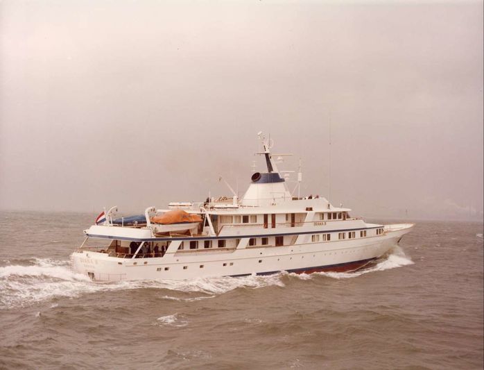 Diana II the classic Feadship under sea trials on the North Sea