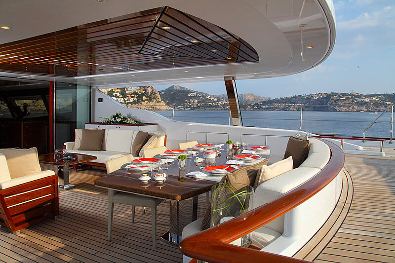 Prana yacht aft deck