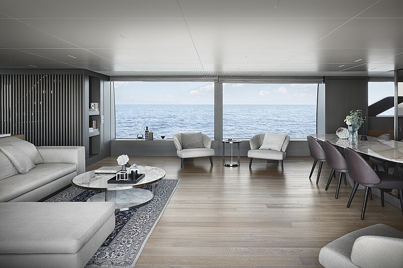 Sanlorenzo SL120 Asymmetric yacht interior design