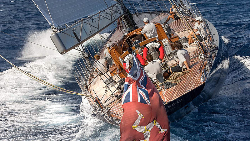 Rainbow yacht running