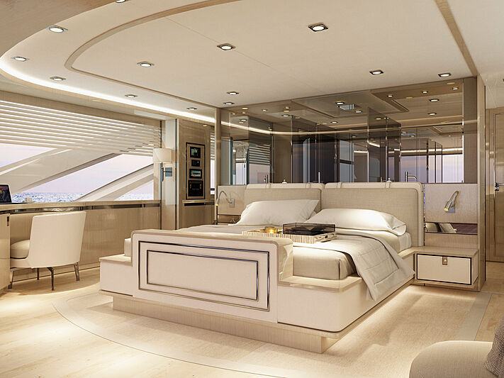 Bering B107 yacht interior rendering