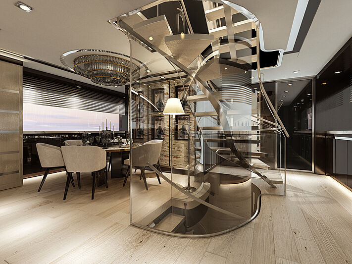 Bering B107 yacht interior rendering