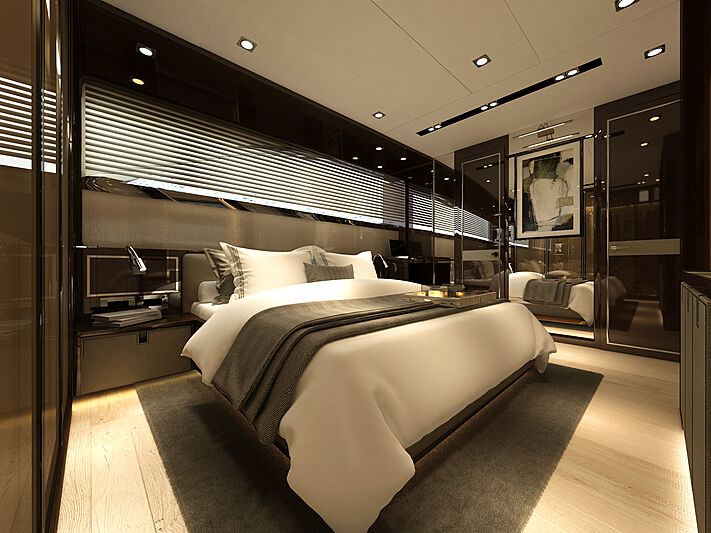 Bering B107 yacht interior rendering