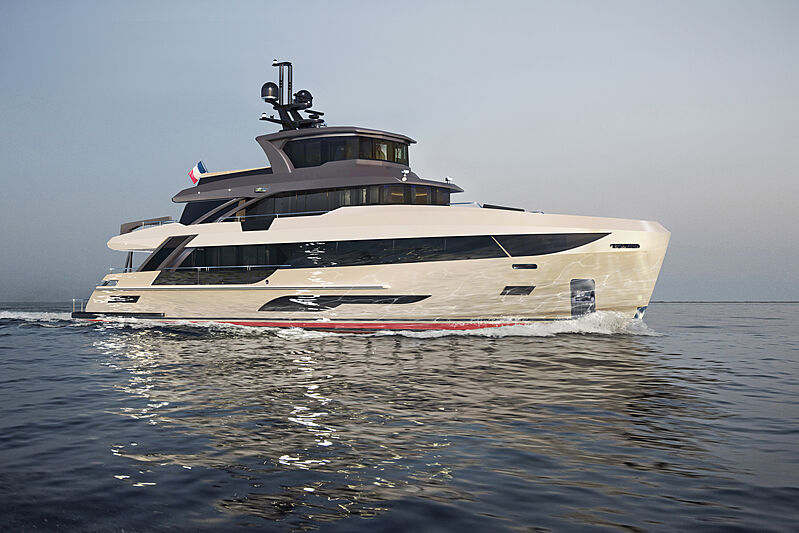 Bering B107 yacht exterior rendering