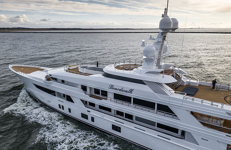 77m Feadship Boardwalk yacht at sea SuperYacht Times