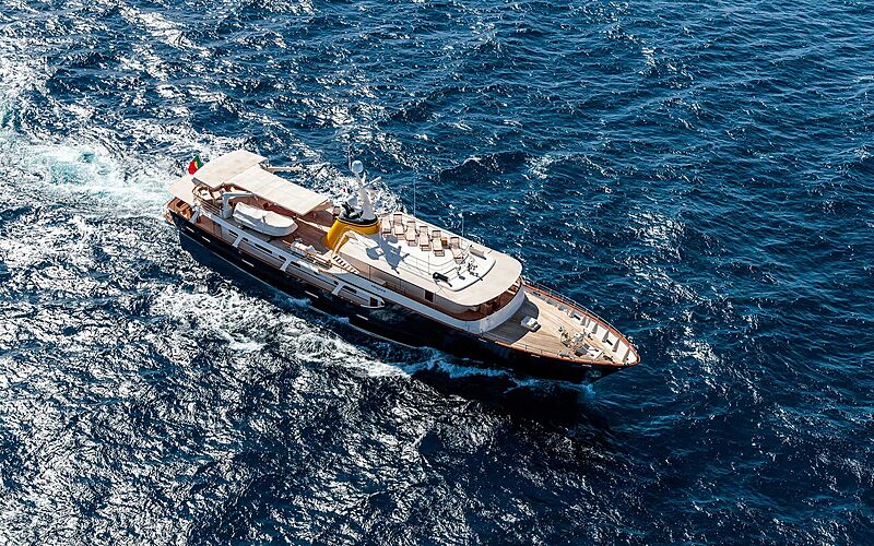 Arionas yacht cruising aerial