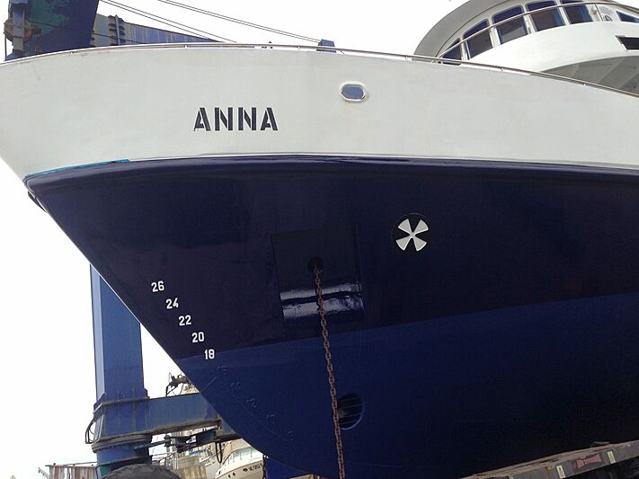Anna yacht at shipyard