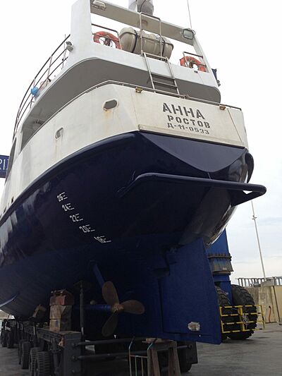 Anna yacht at shipyard