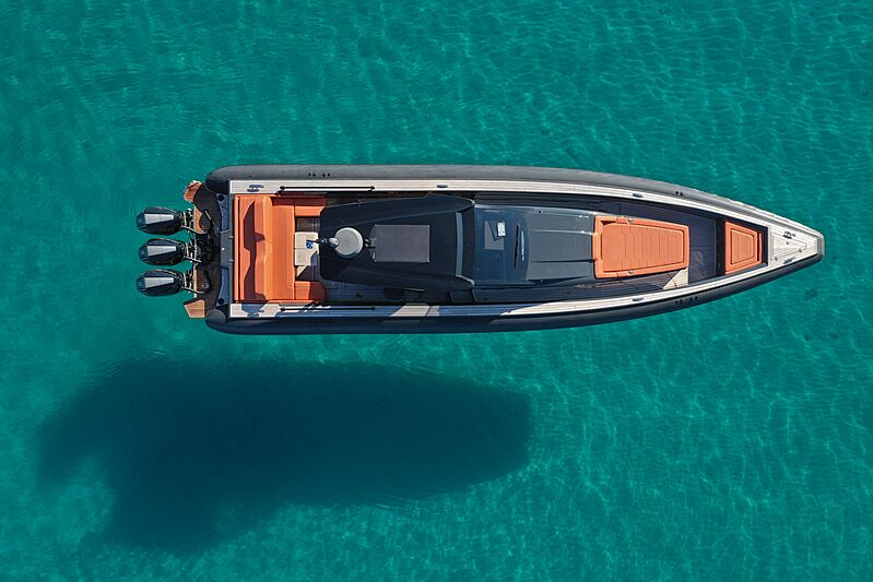 Technohull Omega 47 tender anchored