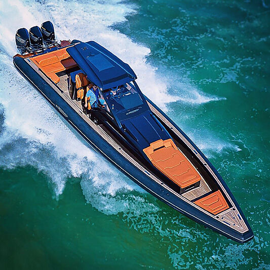 Technohull Omega 47 tender cruising