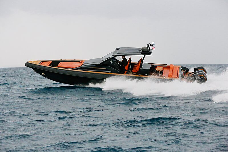 Technohull Omega 47 tender cruising