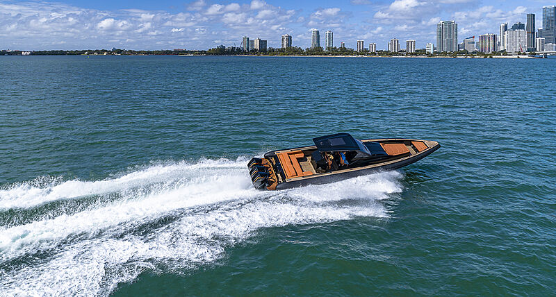 Technohull Omega 47 tender cruising