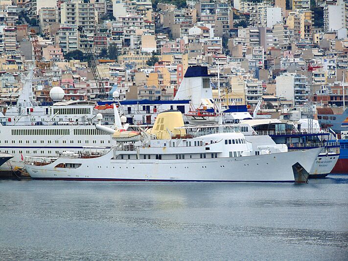 Christina O yacht at Perama shipyard
