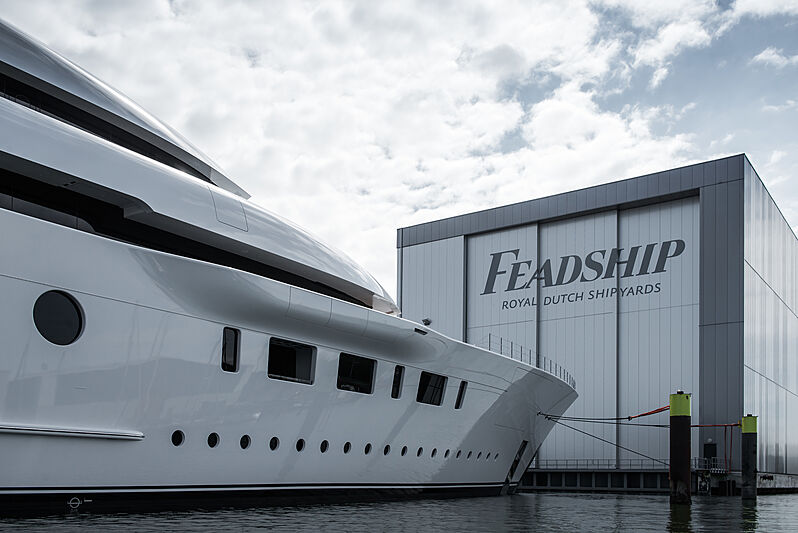 Feadship Project 1009 Bliss launch in Makkum