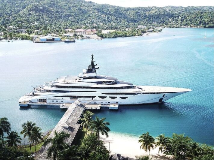 Lürssen superyacht Ahpo in Port Antonio, Jamaica SYT