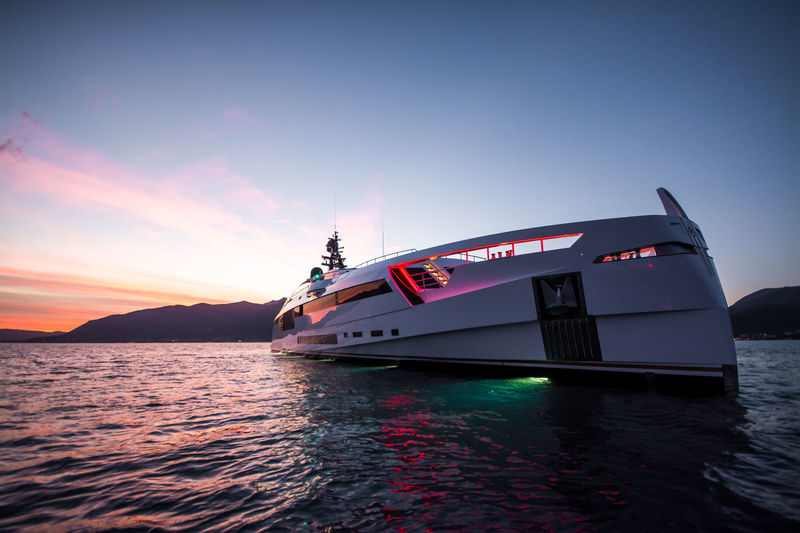Aurora at sunset in the bay of Kotor