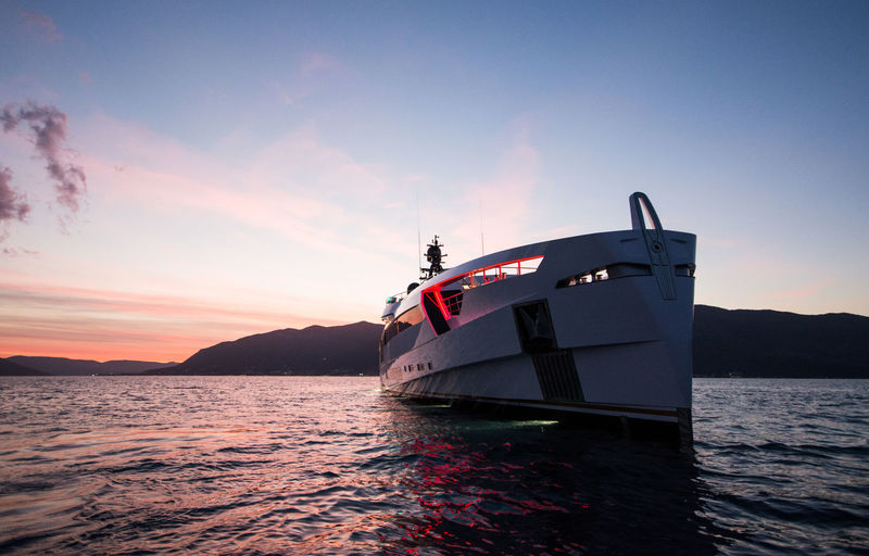 Aurora at sunset in the bay of Kotor