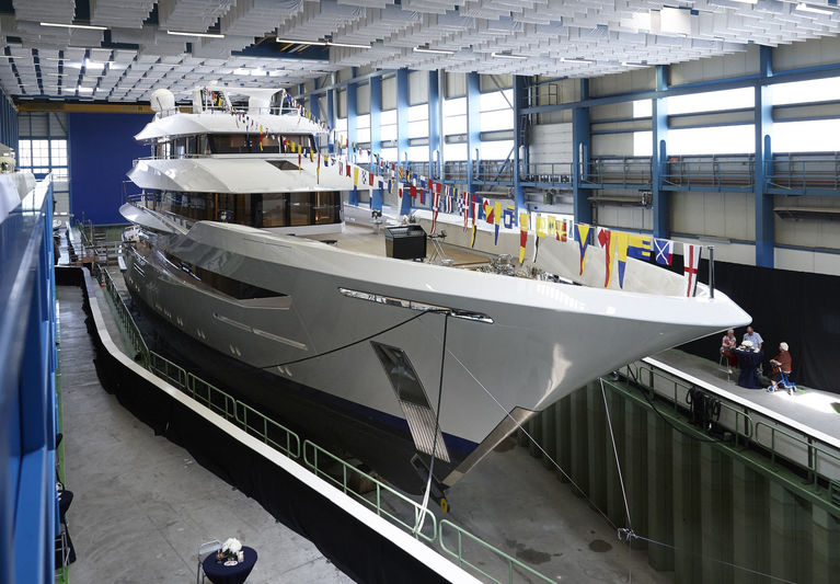 Joy in the shed before her launch in Kaag