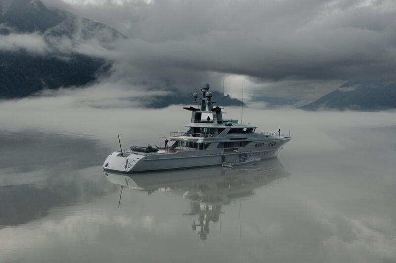 49m explorer yacht V6 in the Waddington harbour SYT