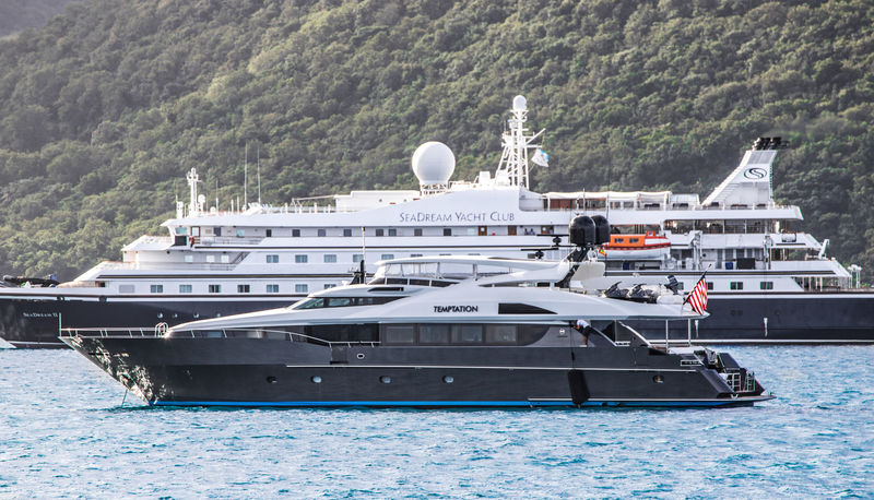 Superyacht Temptation at anchor in Rodney Bay