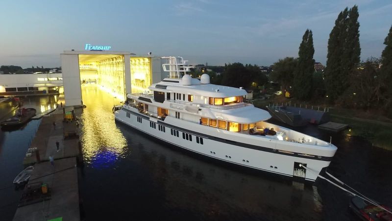 Feadship Project 701 launched in Aalsmeer