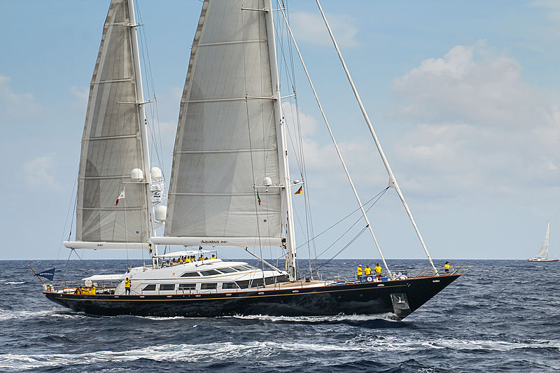 The Aquarius yacht sailing in Porto Cervo