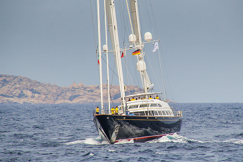The Aquarius yacht sailing in Porto Cervo