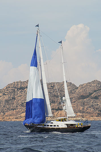 The Aquarius yacht sailing in Porto Cervo
