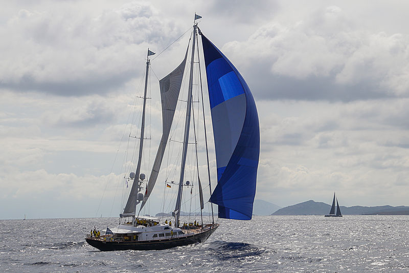 The Aquarius yacht sailing in Porto Cervo