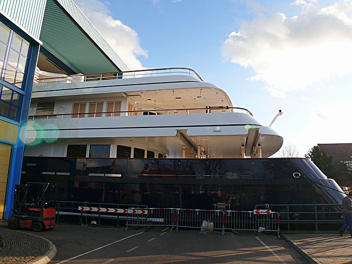 Archimedes yacht partial launch at Royal Van Lent