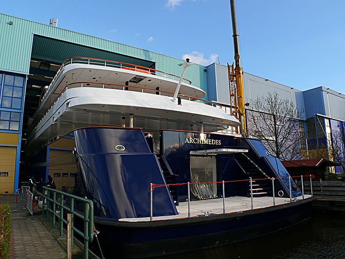 Archimedes yacht partial launch at Royal Van Lent