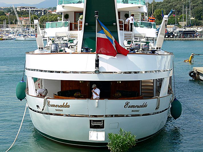Esmeralda yacht arriving at the International Yacht Club d'Antibe