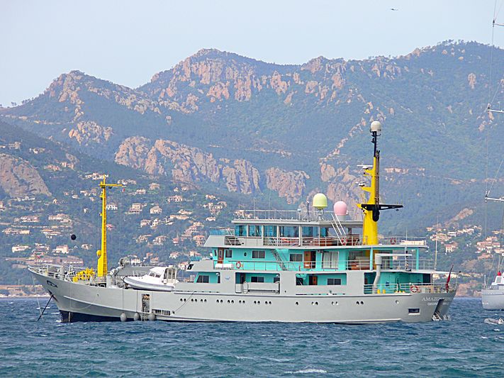 Amazon Express yacht anchored off Cannes during the Film Festival