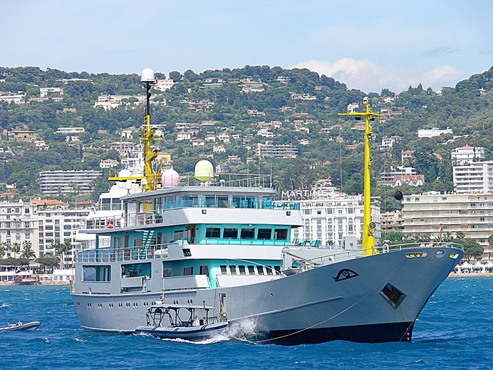 Amazon Express yacht anchored off Cannes during the Film Festival