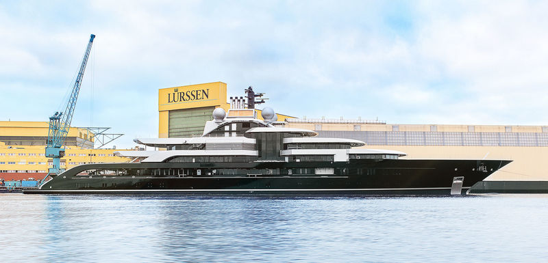 Thunder at Lürssen Aumund just after her launch