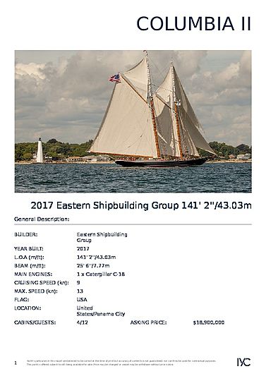 COLUMBIA II yacht Eastern Shipbuilding Group