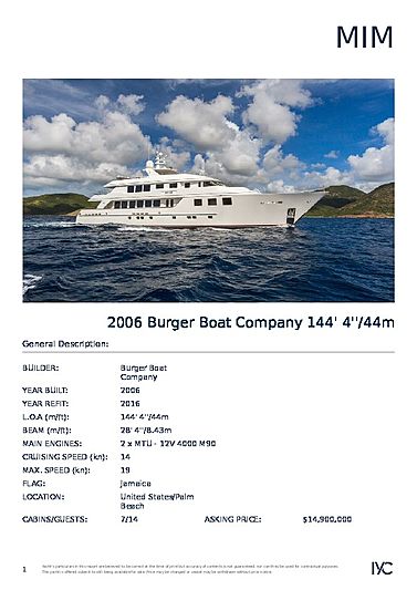 Mim yacht brochure
