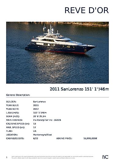 Reve d'Or yacht brochure