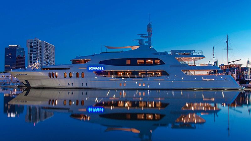 Skyfall yacht in marina