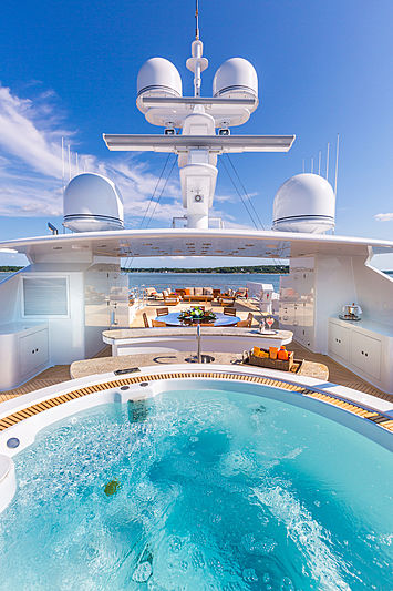 Skyfall yacht jacuzzi and deck